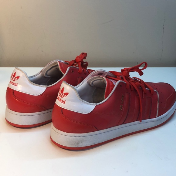 adidas Red & White Leather Sneakers Size 18 - Picture 6 of 9